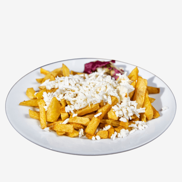 Cartofi prajiti cu telemea rasa de vaca